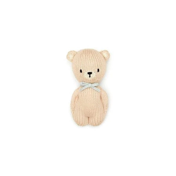 Bear Rattle 5.5" - Light Beige & Light Blue