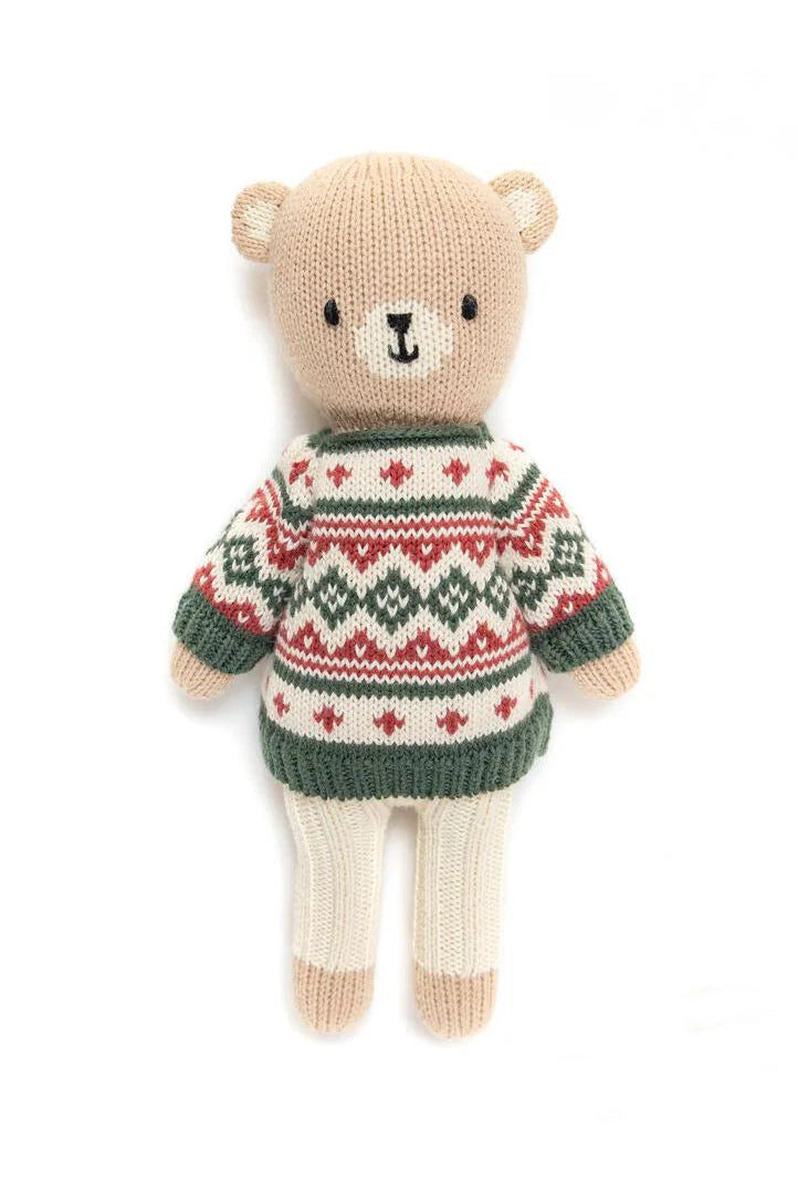 Bear with Holiday Sweater - Green & Burgundy