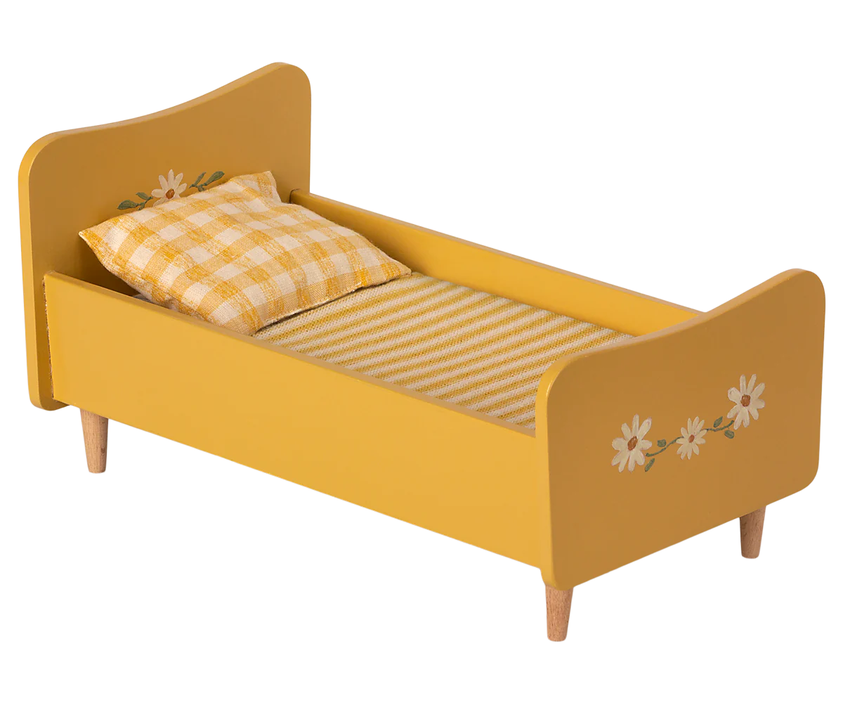 Wooden Bed, Miniature - Yellow