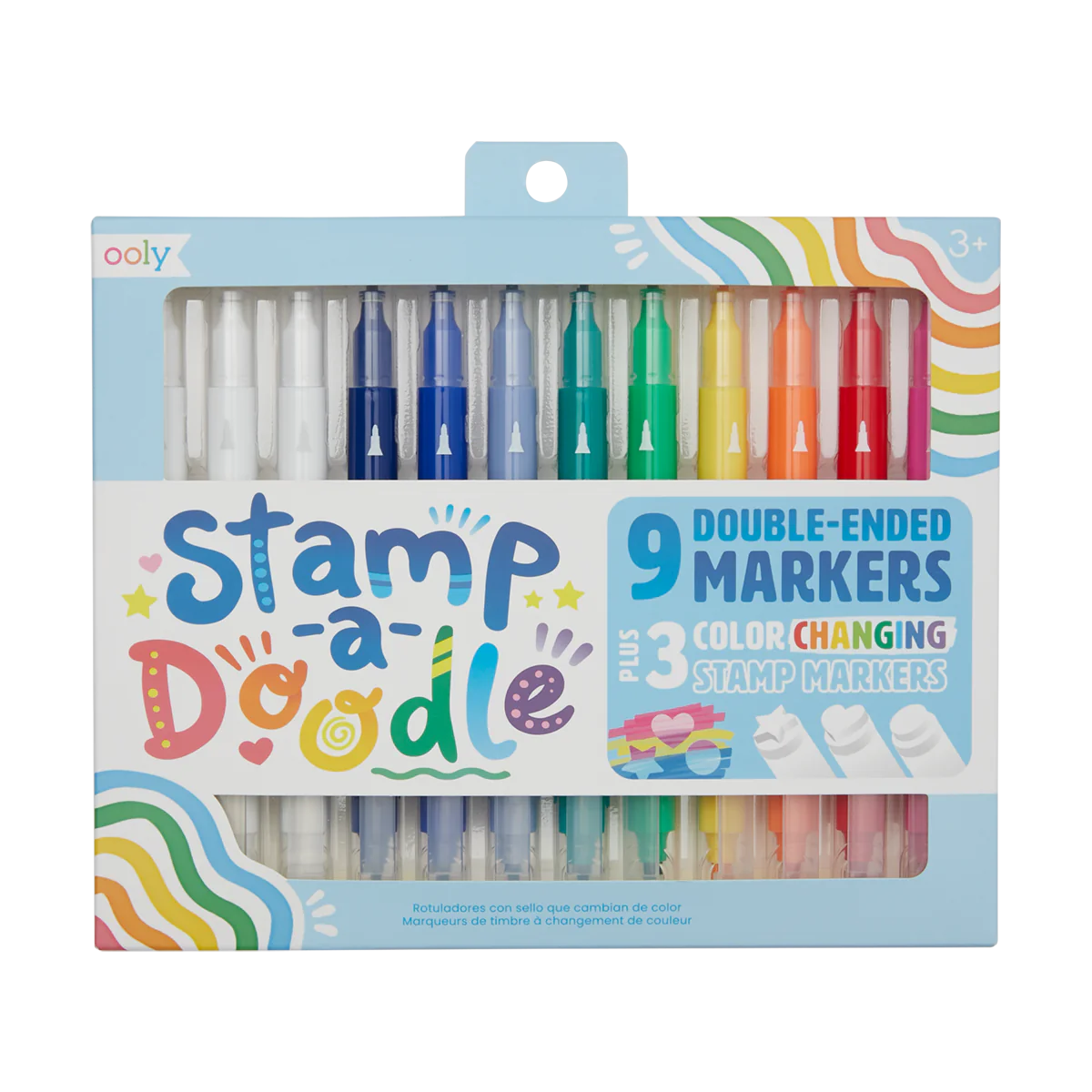 Stamp-A-Doodle Double-Ended Markers (Set of 12 w/ 9 Colors)