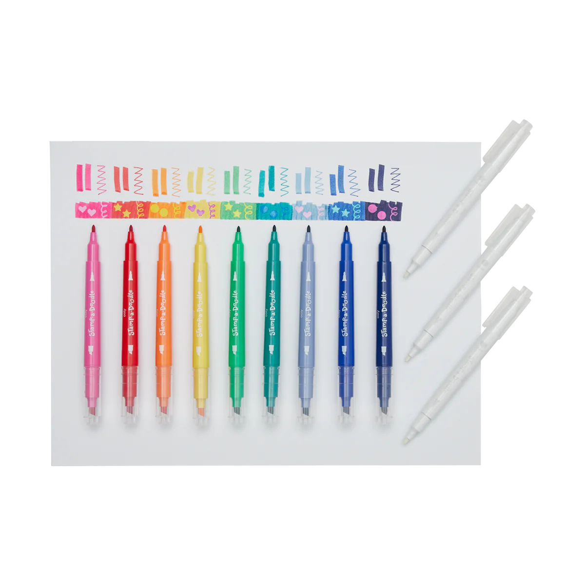 Stamp-A-Doodle Double-Ended Markers (Set of 12 w/ 9 Colors)
