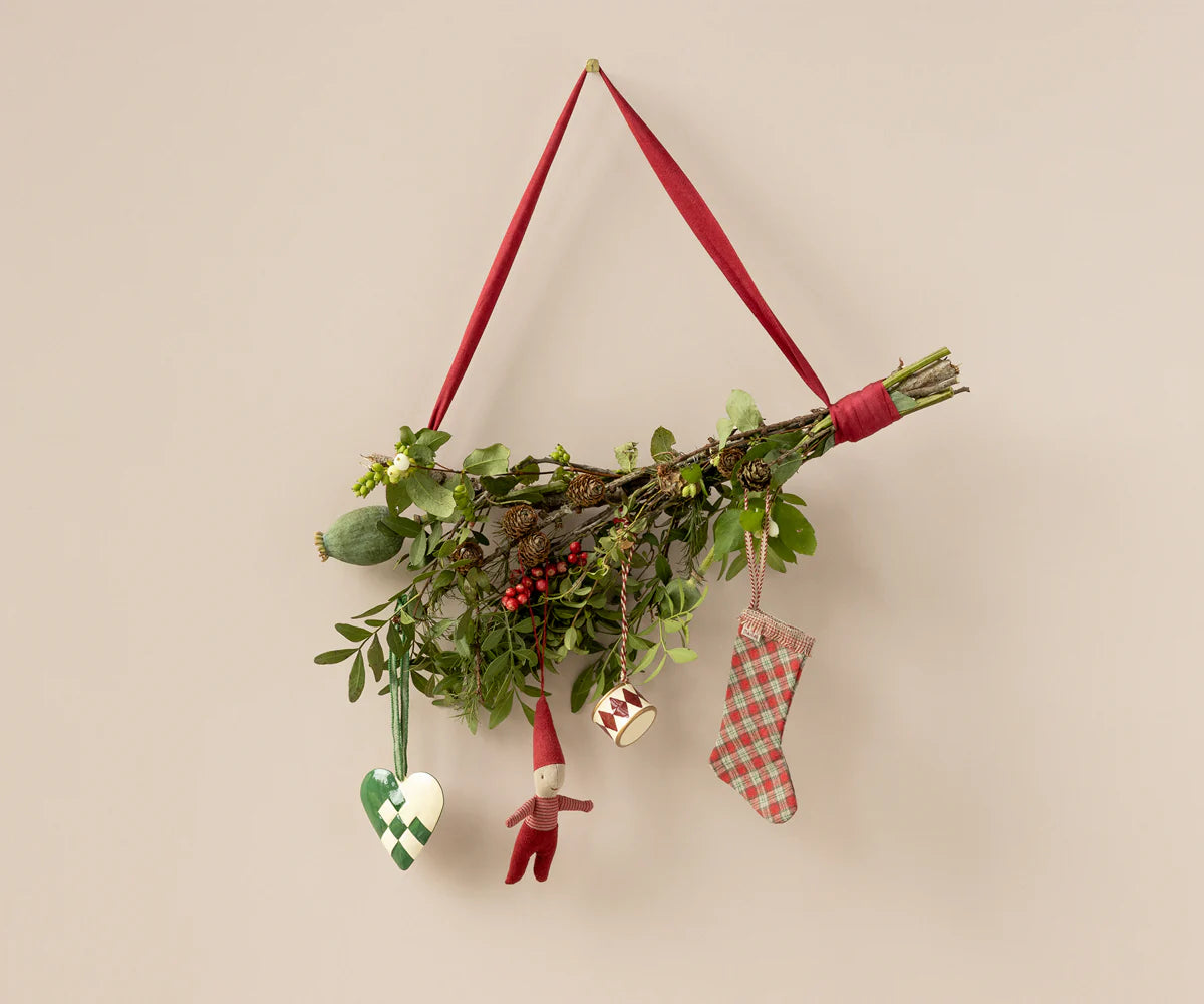 Stocking Ornament - Checker, Red