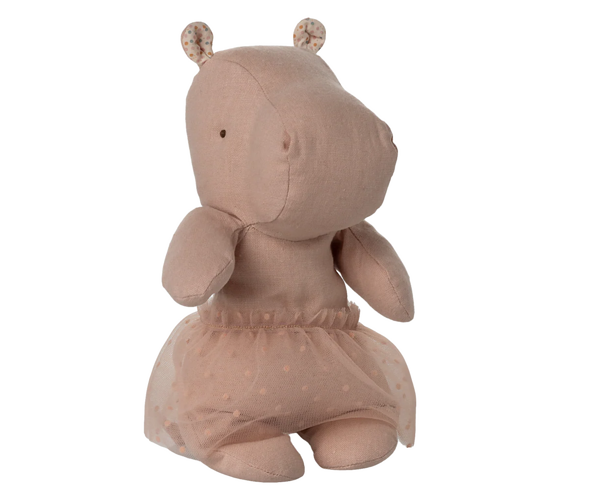 Safari friends, Hippo w. skirt, Small - Soft Rose