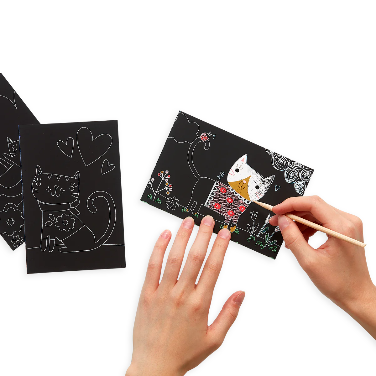 Mini Scratch & Scribble Art Kit: Cutie Cats - 7 PC Set