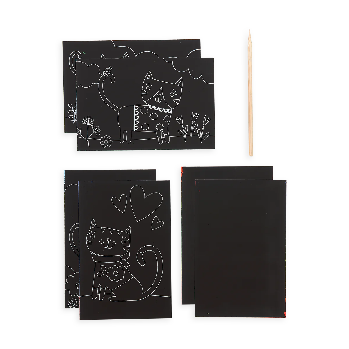 Mini Scratch & Scribble Art Kit: Cutie Cats - 7 PC Set