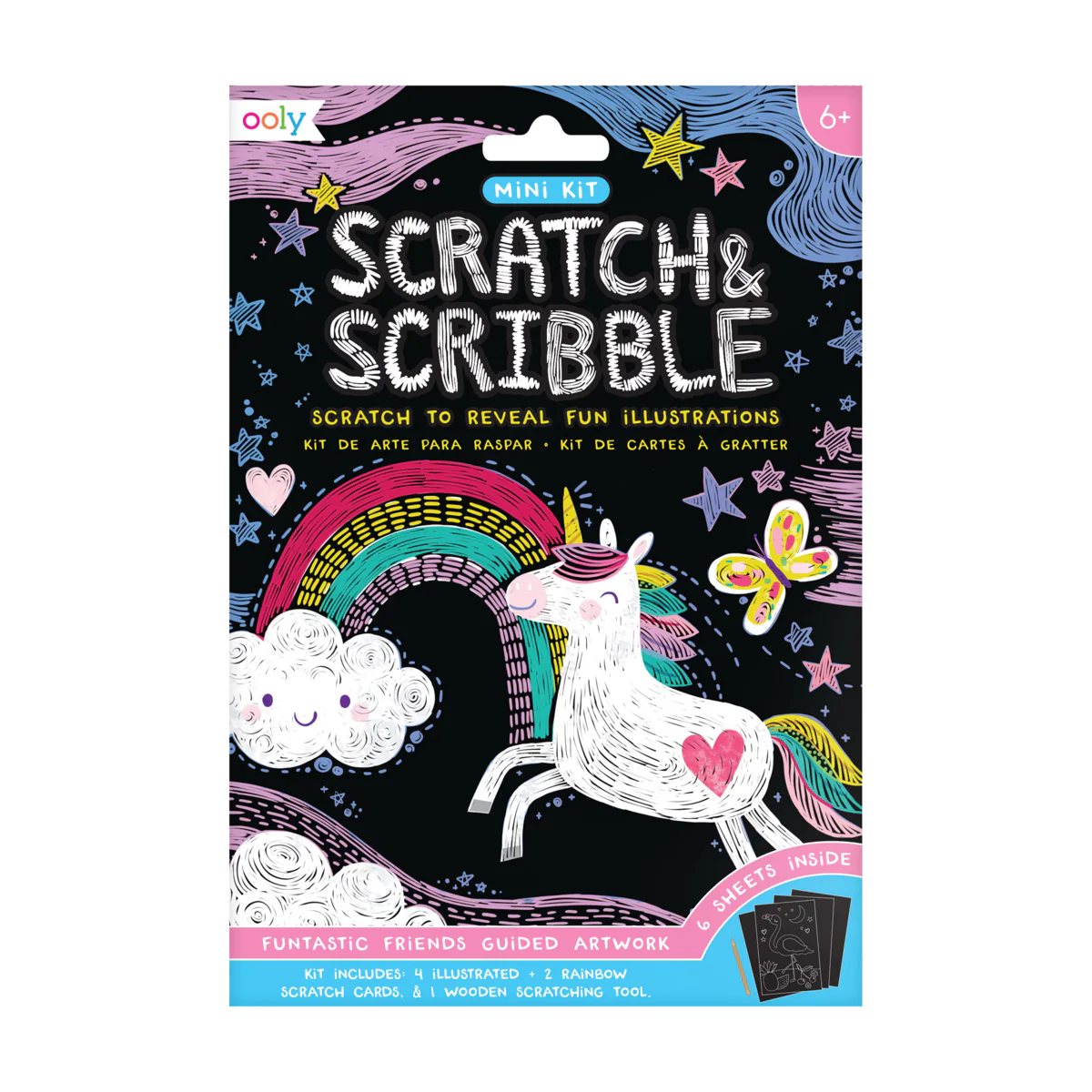 Mini Scratch & Scribble Art Kit: Funtastic Friends - 7 PC Set