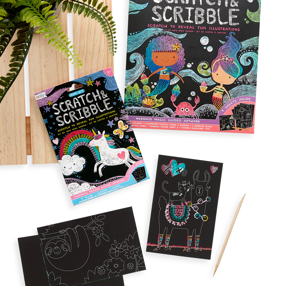 Mini Scratch & Scribble Art Kit: Funtastic Friends - 7 PC Set