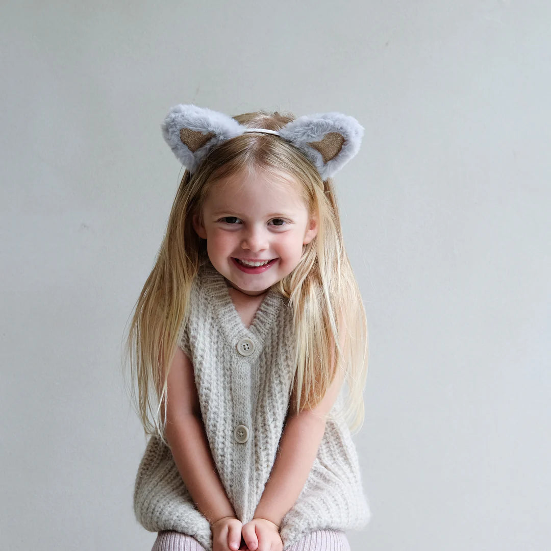 Furry Cat Ears - Grey
