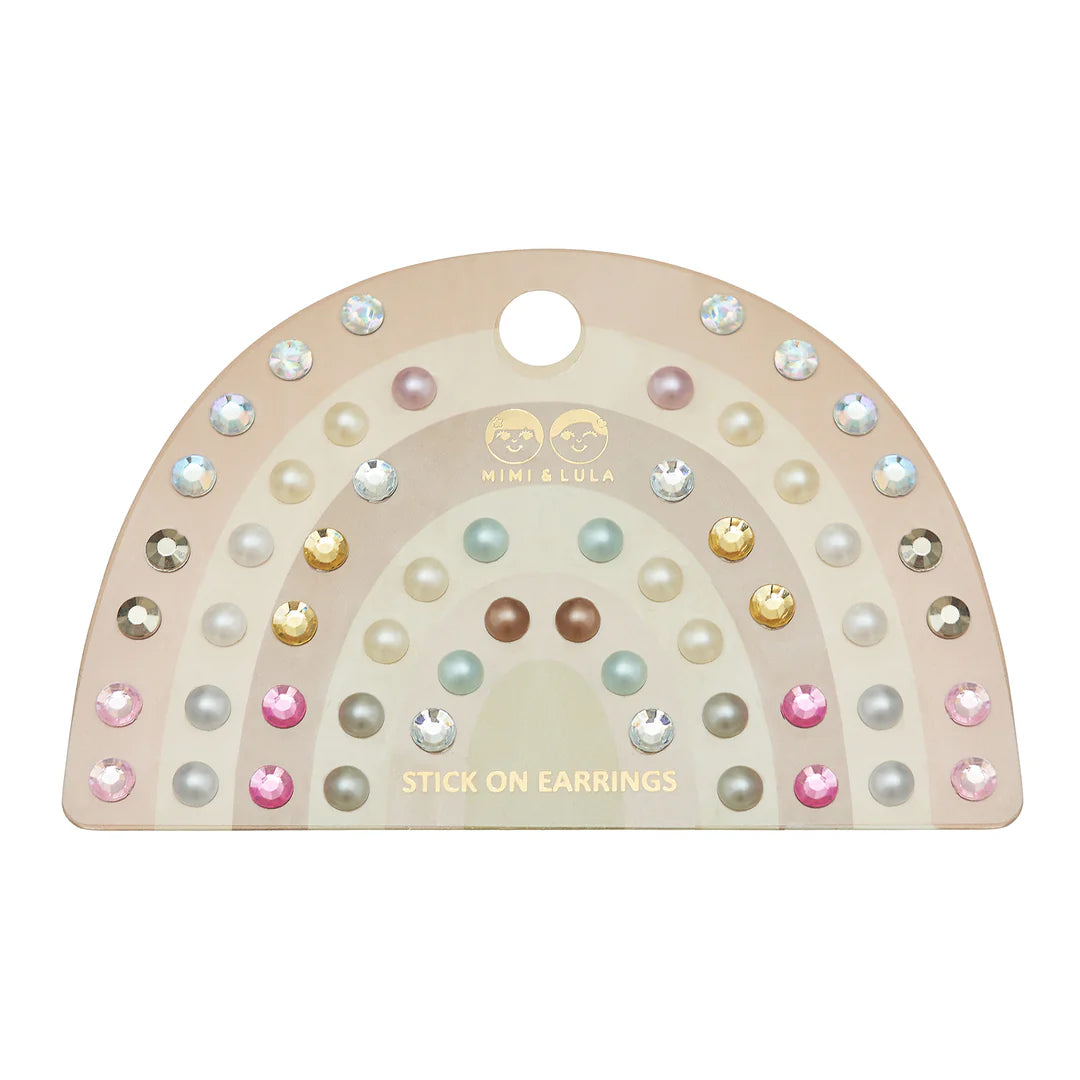 Pink Gem & Pearl Stick on Earrings