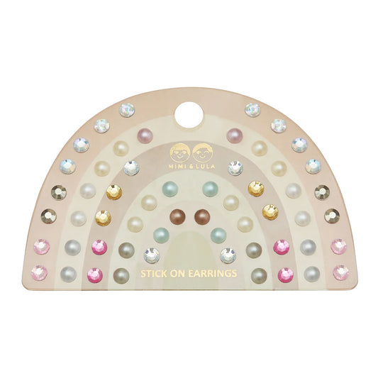 Pink Gem & Pearl Stick on Earrings