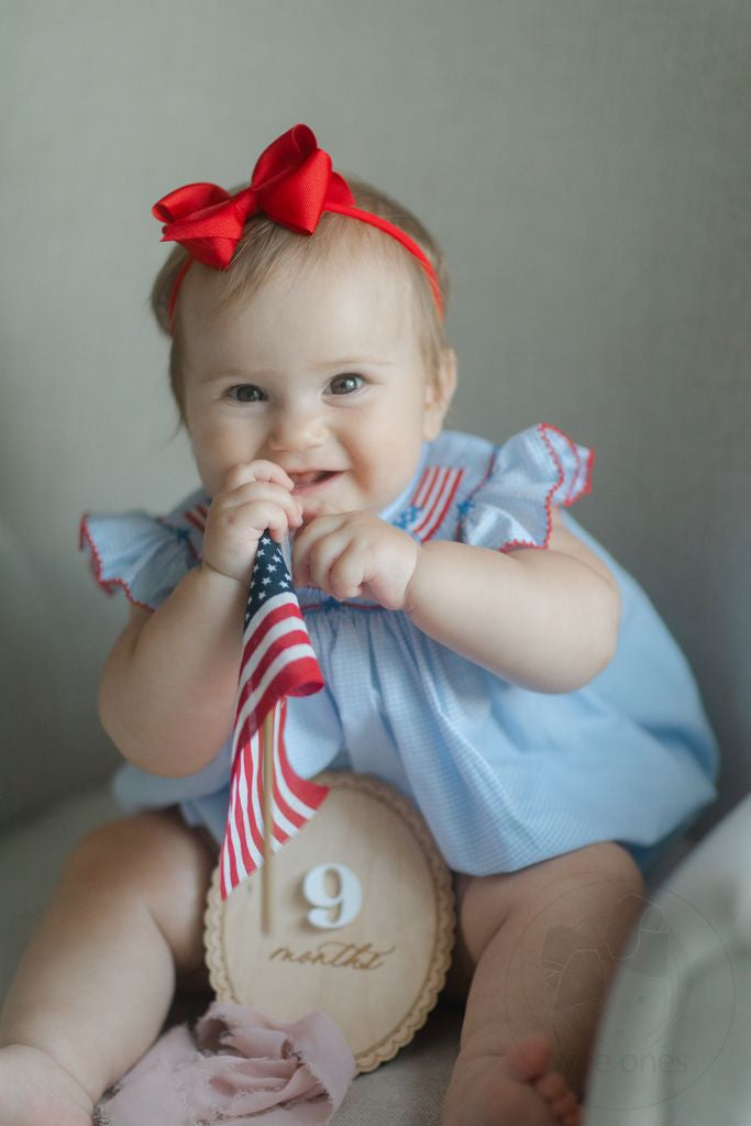 Wee Grosgrain Bow on Matching Skinny Nylon Band - Red