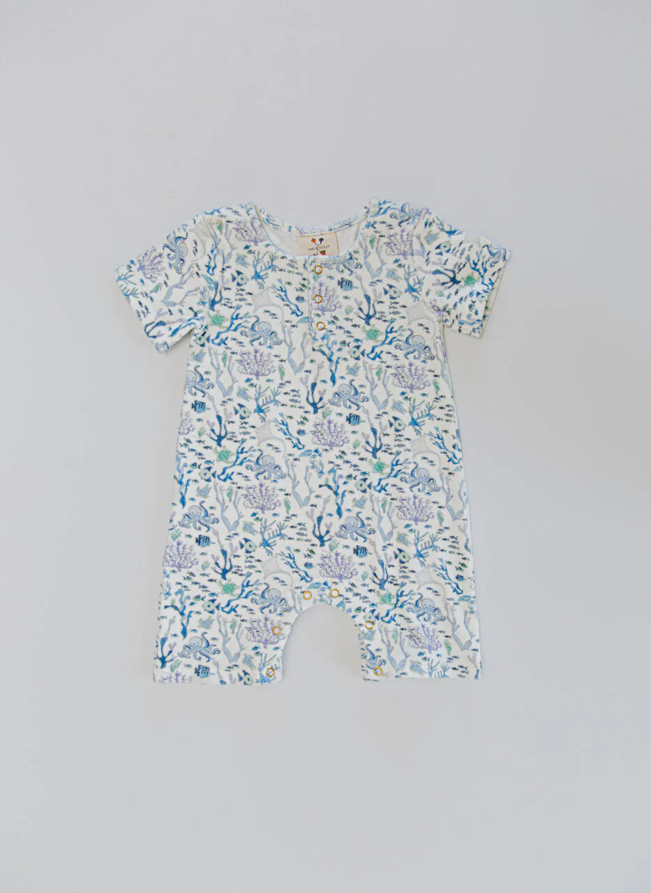 Walker Terry Romper - Coral Reef