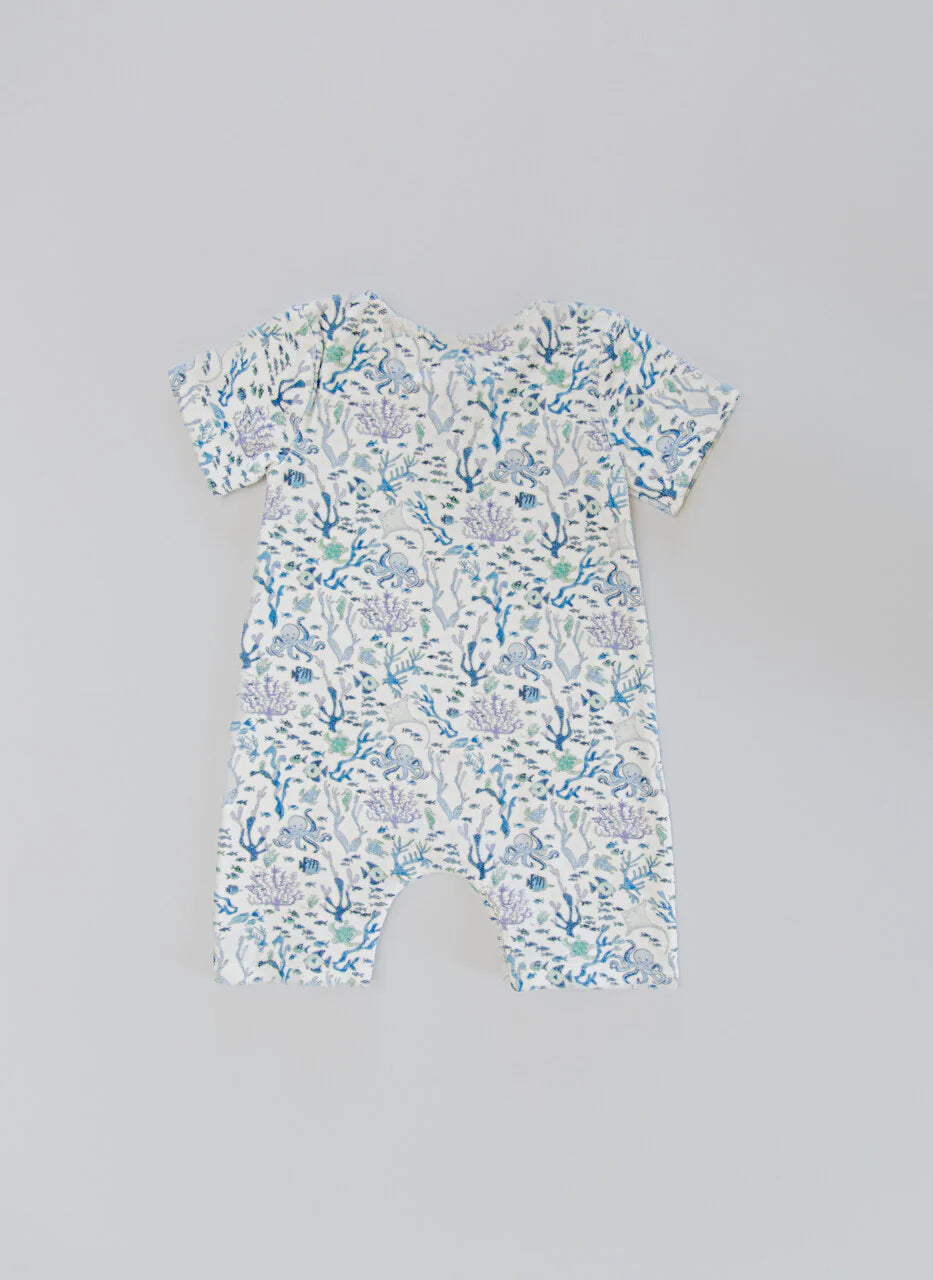 Walker Terry Romper - Coral Reef
