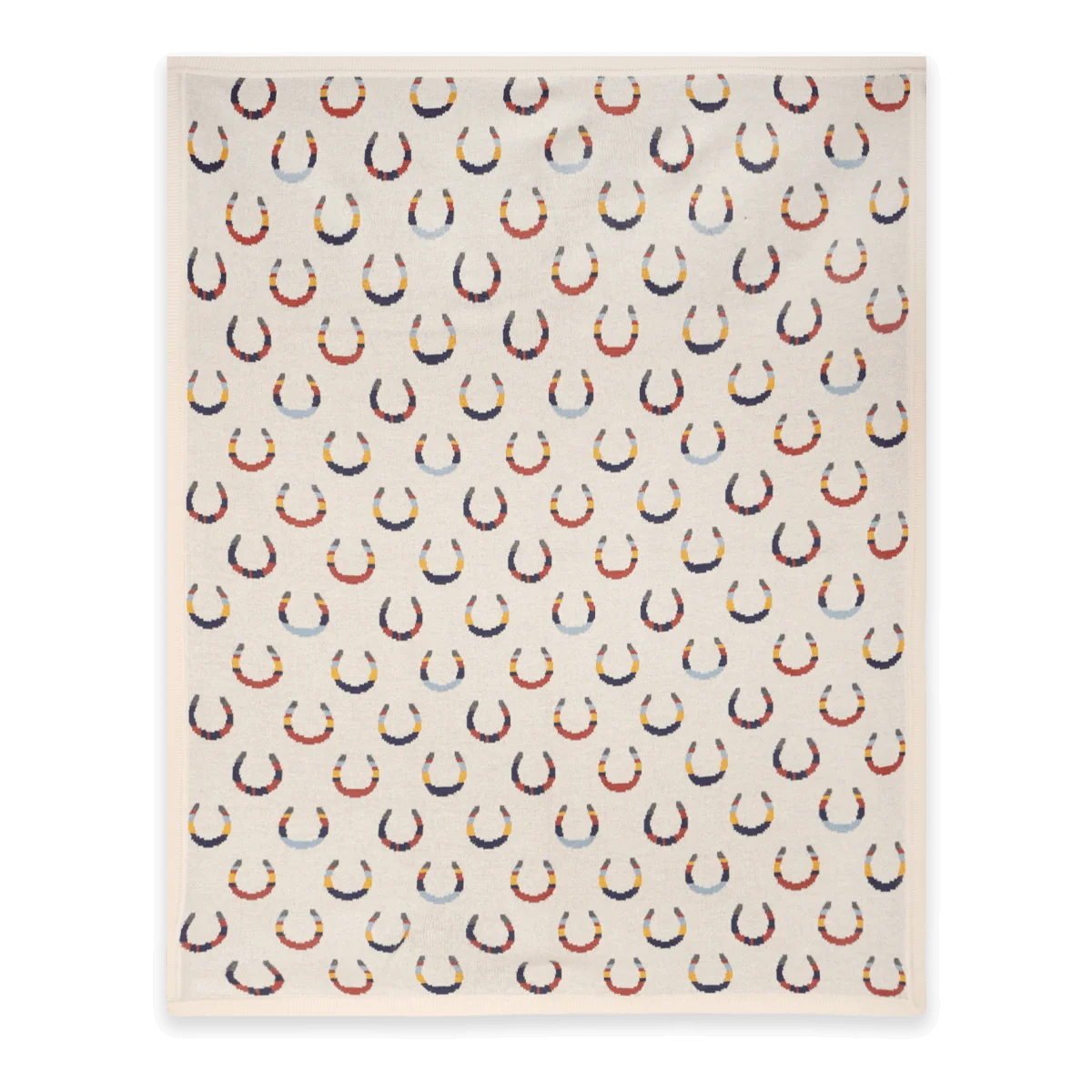 Horseshoe - Organic Cotton Jacquard Knit Baby Blanket - Natural - One Size