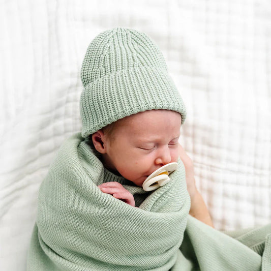 Knit Beanie - Sage - 0-3M