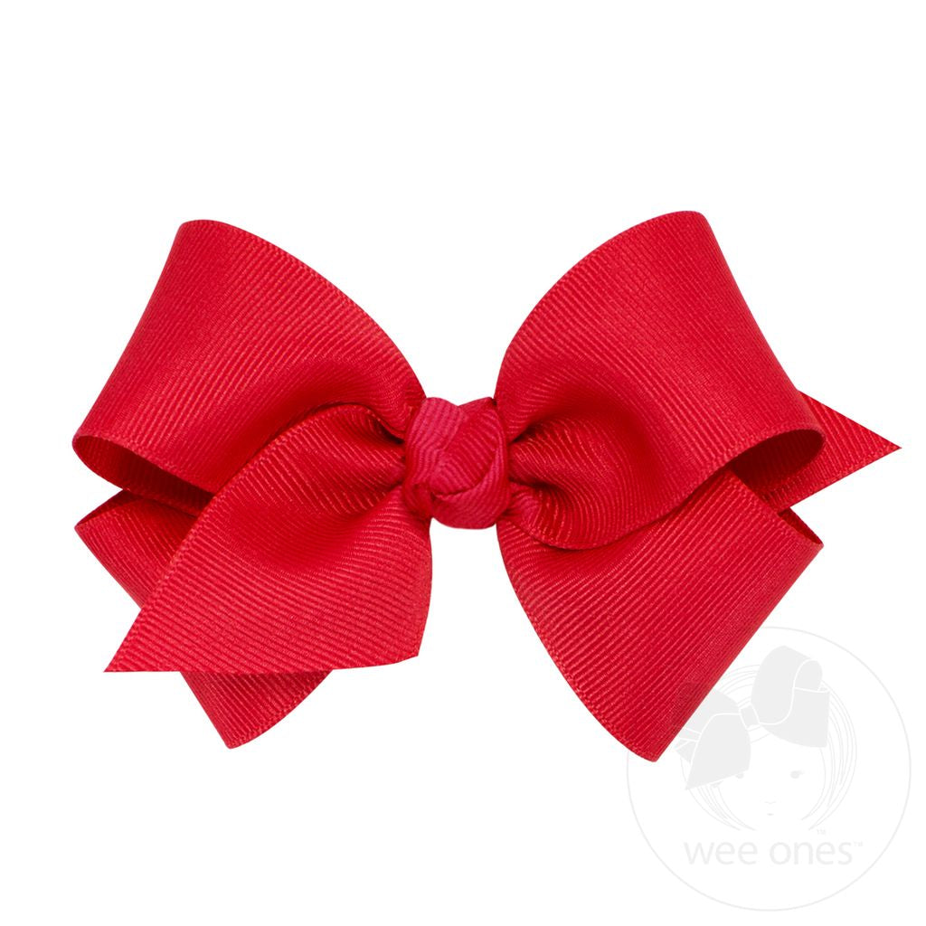 Small Classic Grosgrain Hair Bow - Red