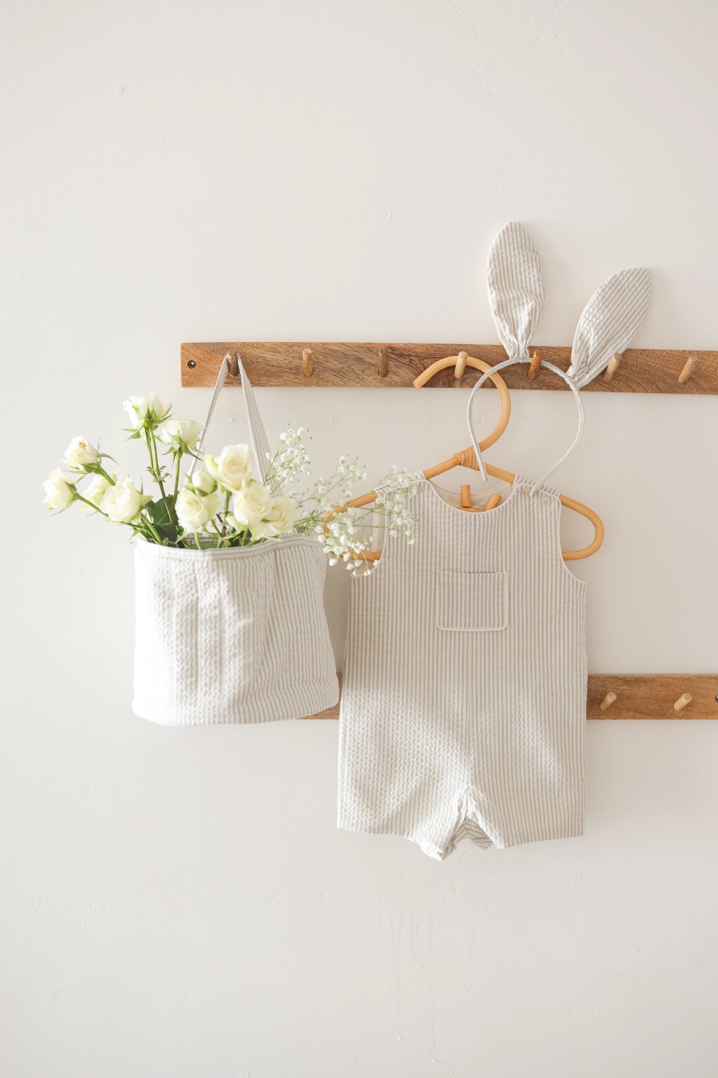 Easter Basket - Sage Stripe