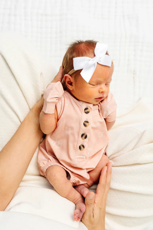 Satin Bow - White Headband - Large