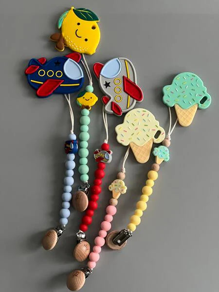 Teether & Clip Bundle - Airplane Navy
