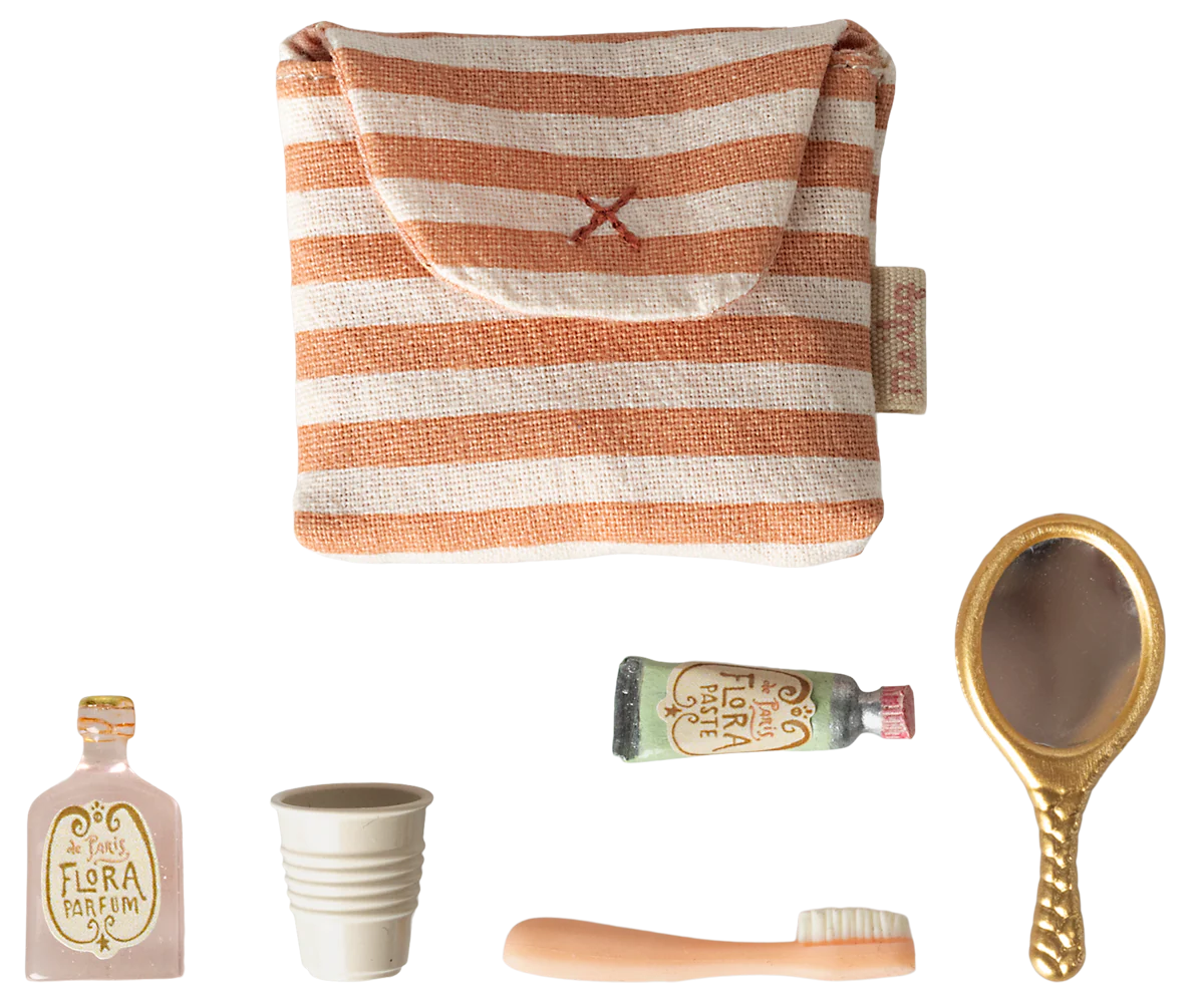 Toothbrush set in bag, Mouse - Coral Stripe
