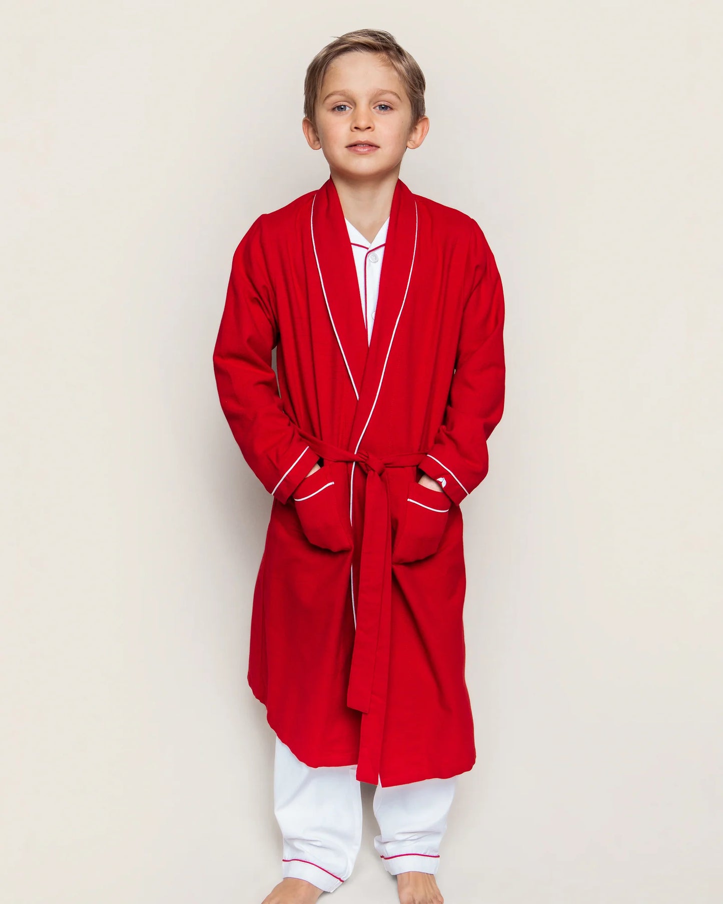 Kid's Flannel Robe With White Piping