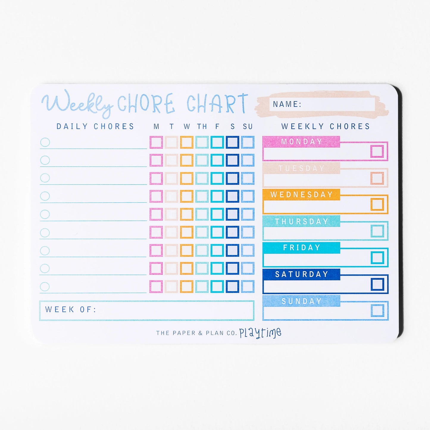 Kids Playtime Pad - Weekly Chore Chart