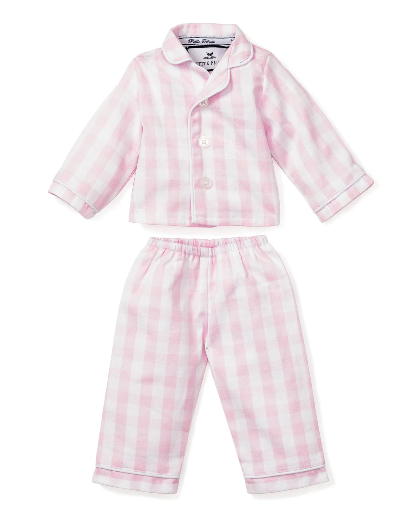 Kid's Twill Doll Pajamas Pink Gingham