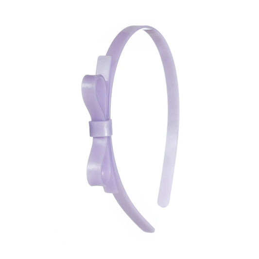 Thin Bow Purple Satin Headband