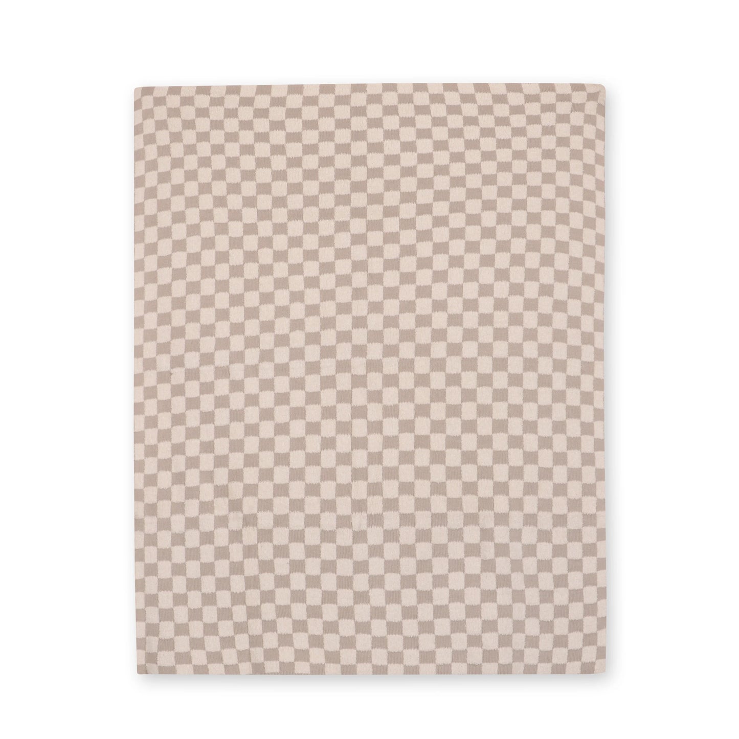 Terry Knit Baby Blanket - Tan Check