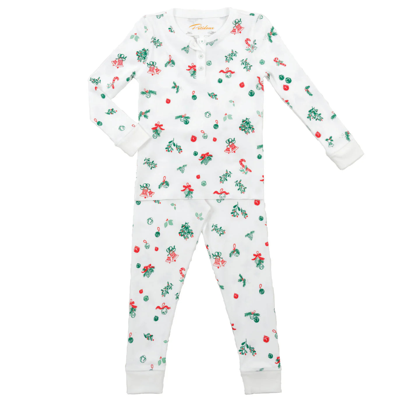 Jingle Bells Christmas Holiday Kid Pajamas Pima Cotton