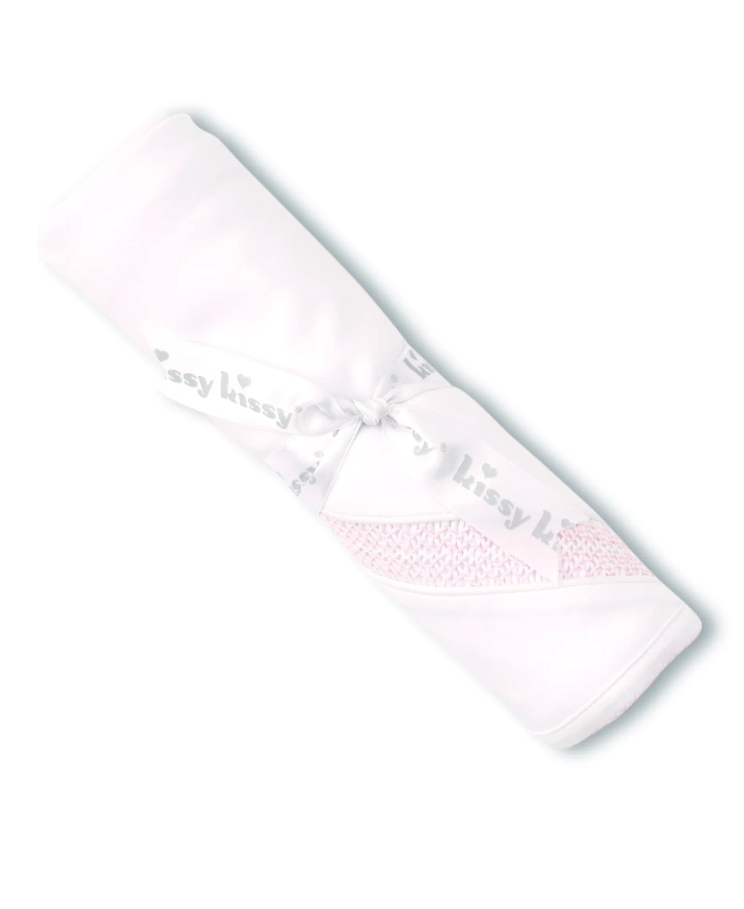 Blanket With Hand Smocking - White, Pink