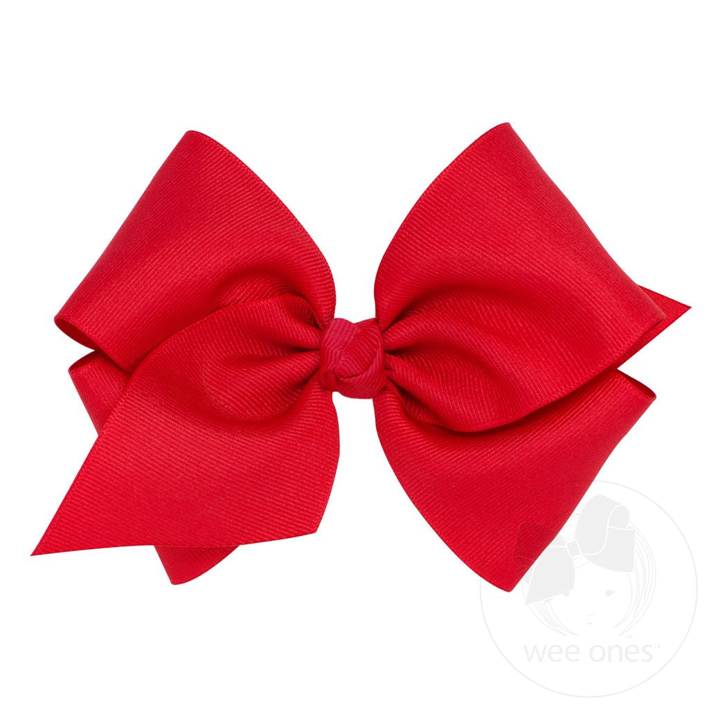 Mini King Classic Grosgrain Hair Bow - Red