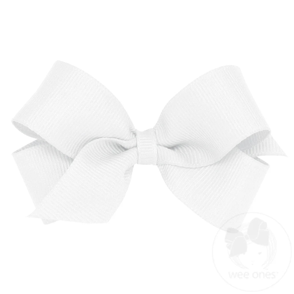 Mini Classic Grosgrain Hair Bow - White