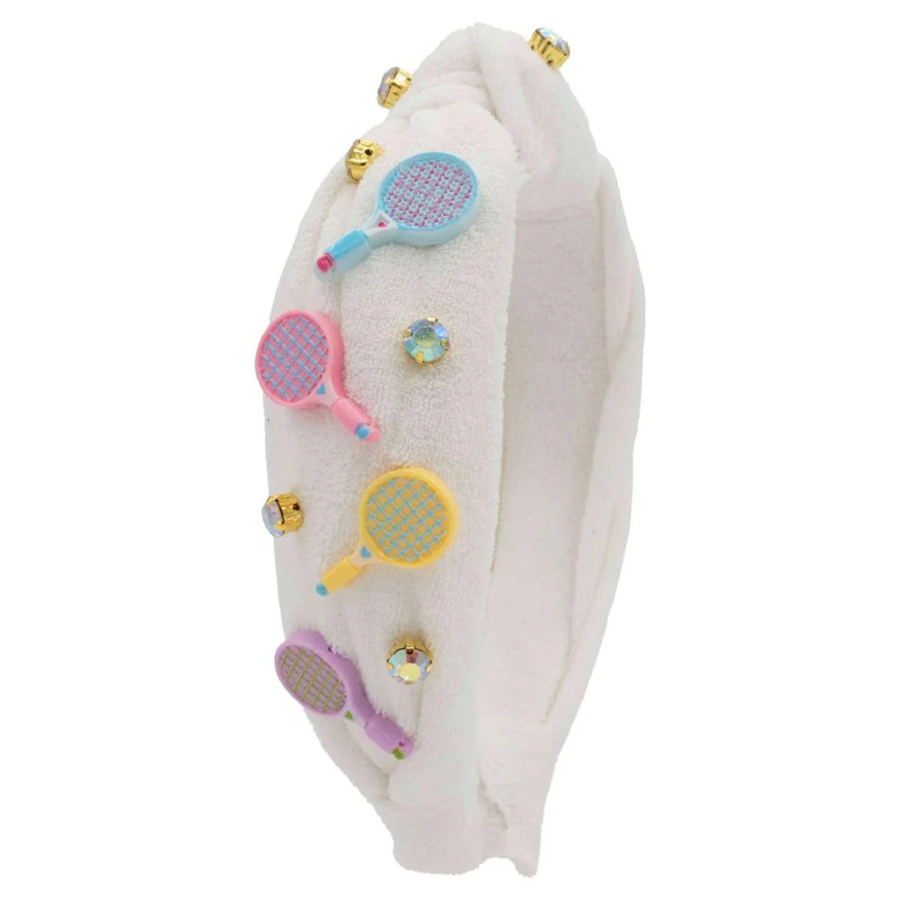 Tennis Charm White Terry Knot Headband