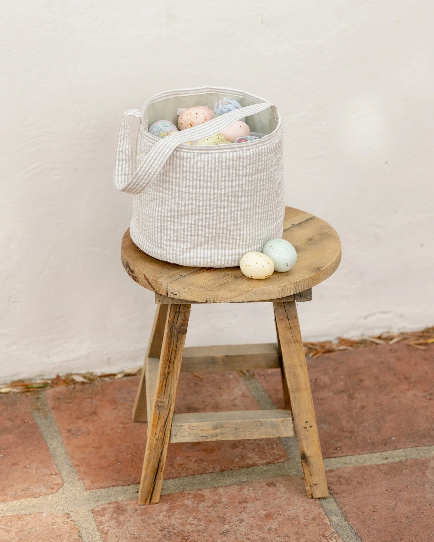 Easter Basket - Sage Stripe
