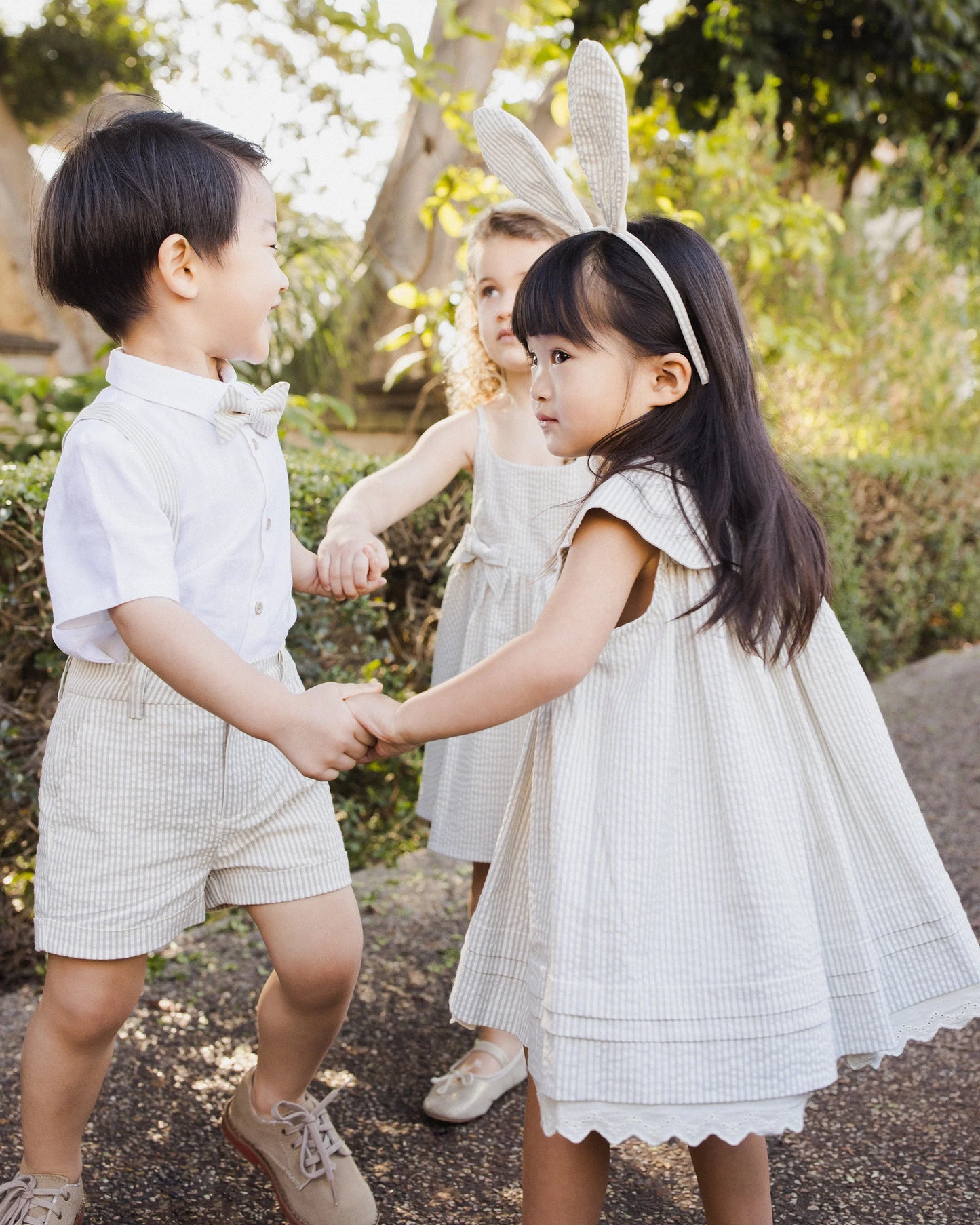 Bunny Headband - Sage Stripe