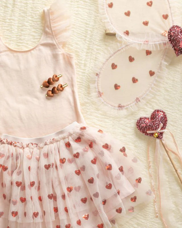 Velvet Heart Clips - Red