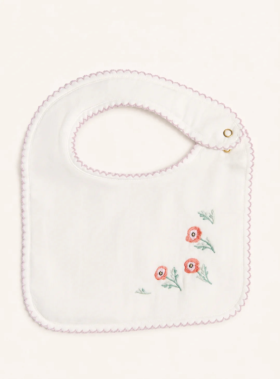 Classic Baby Bib - Embroidered Poppy