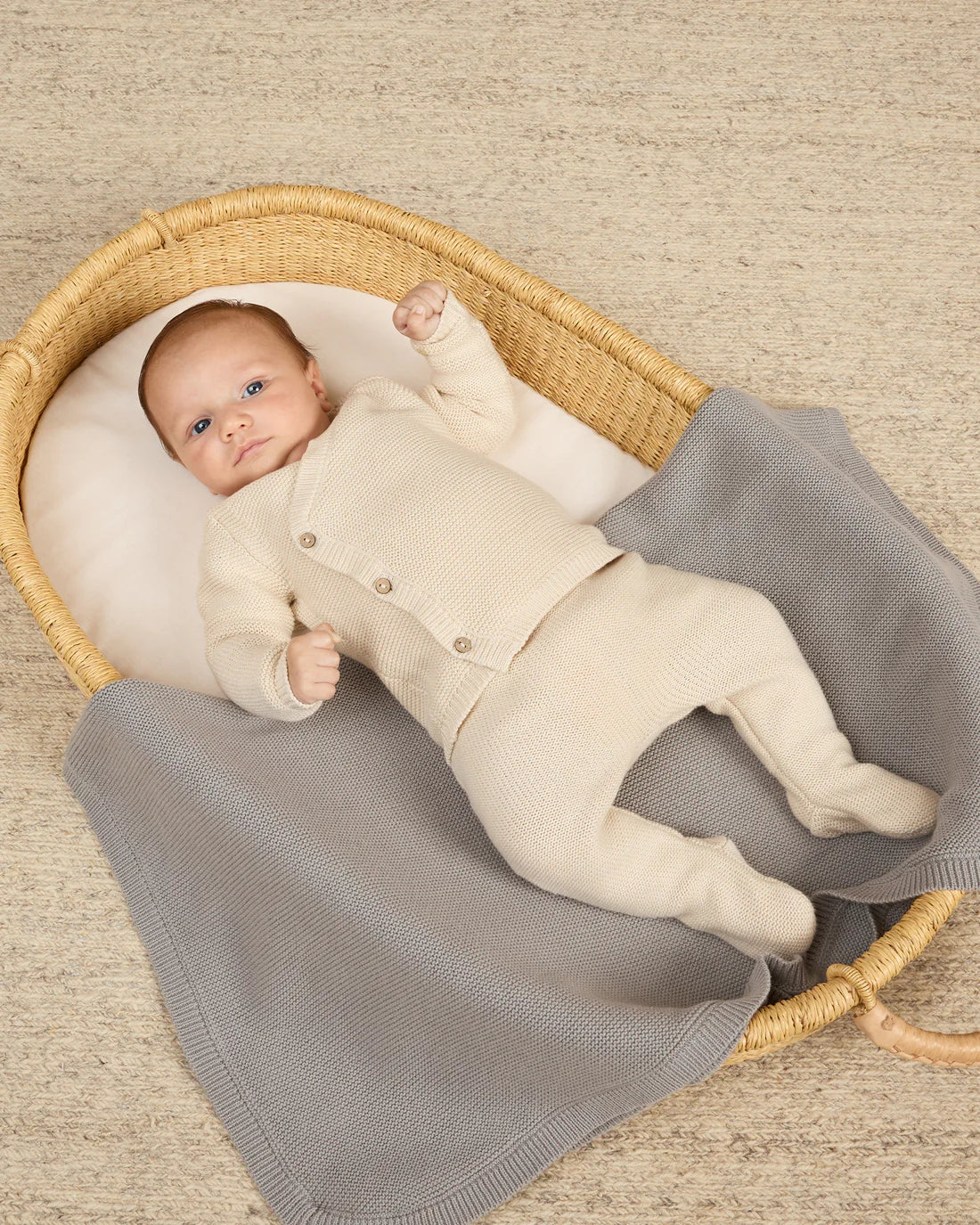 Knit Baby Blanket - Dusty Blue