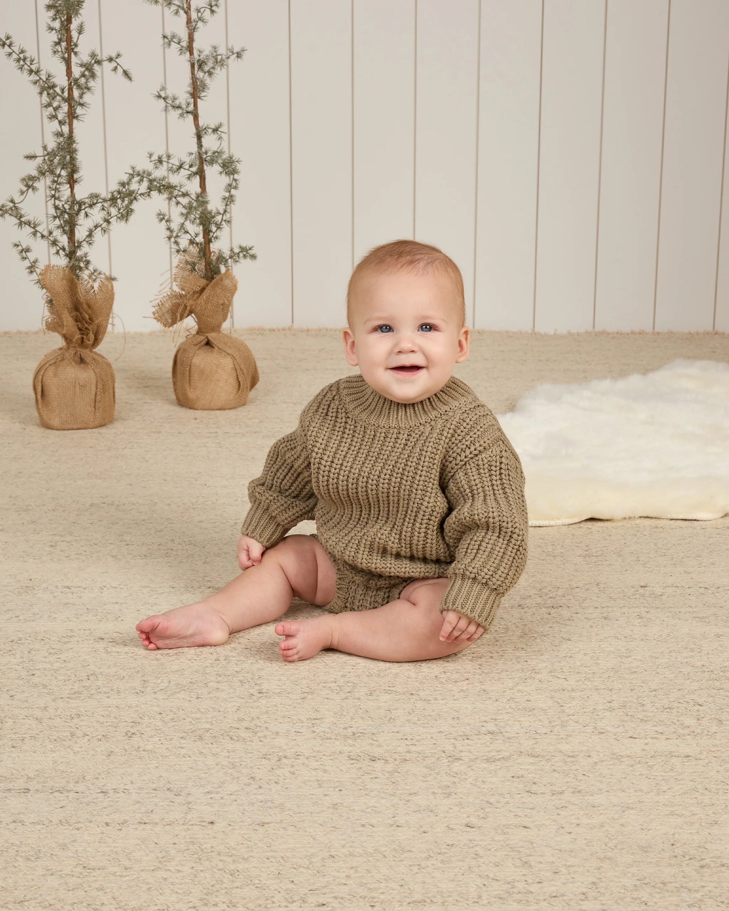 Chunky Knit Sweater and Knit Tie Bloomer Set