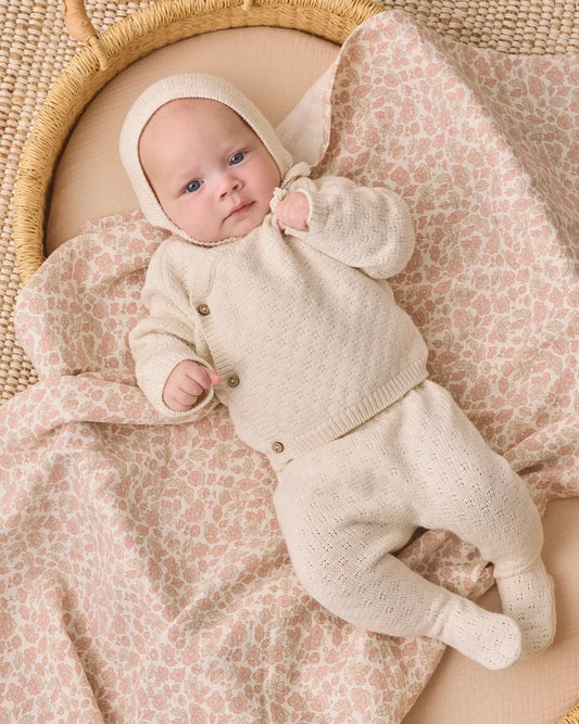 Knit Wrap Top + Footed Pant Set