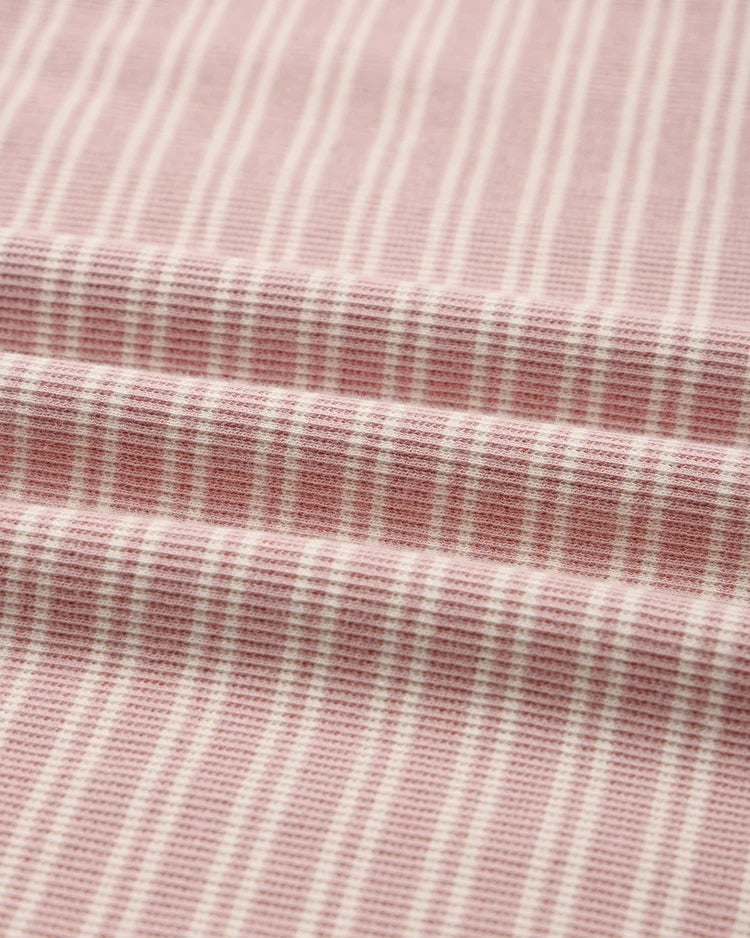 Knotted Baby Gown & Hat Set - Dusty Rose Micro Stripe - OS
