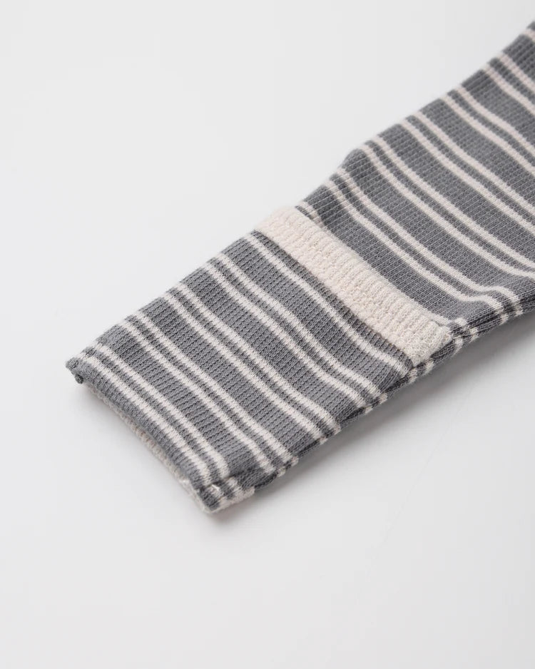 Knotted Baby Gown & Hat Set - Slate Micro Stripe - OS