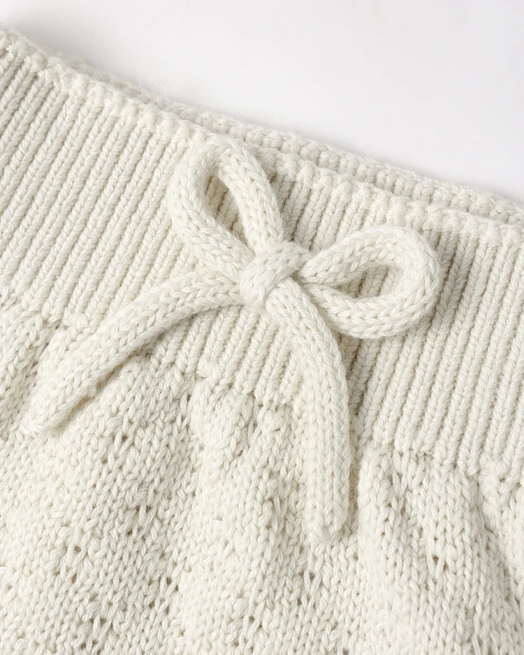 Knit Wrap Top + Footed Pant Set