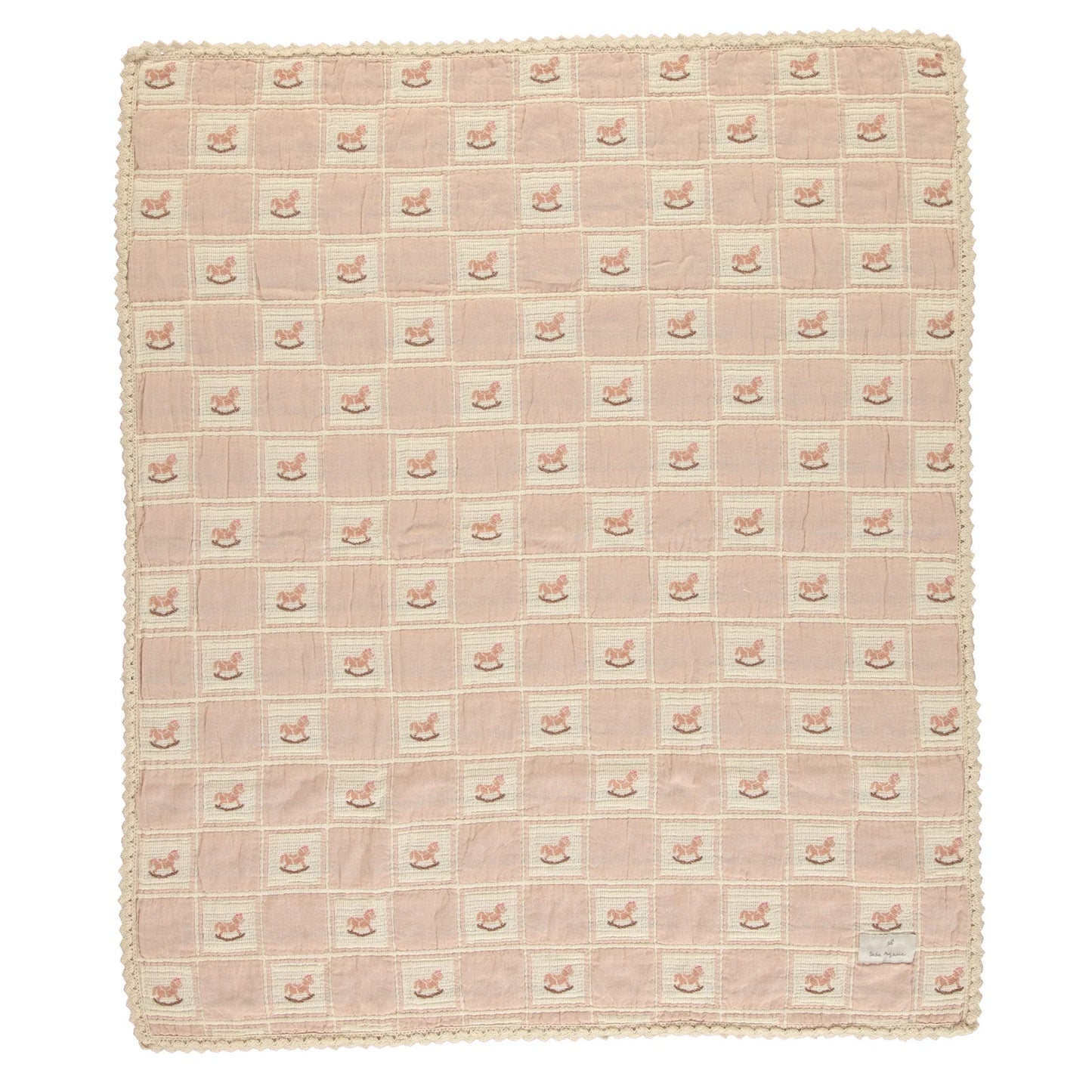 Rocking Horse Blanket - Shell Pink Horse Patchwork - Baby Size
