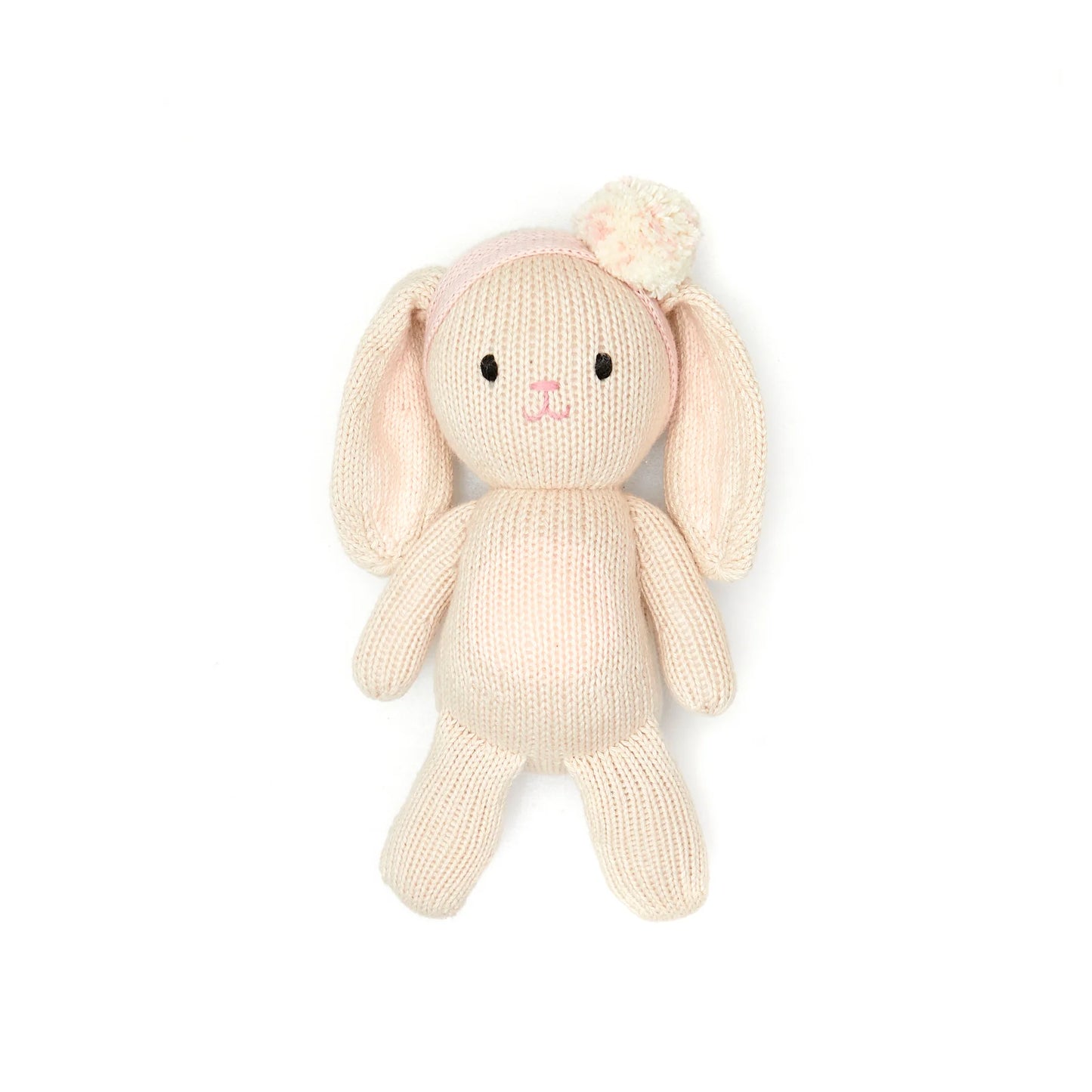 Baby Bunny Girl with Pompom 8" - Natural & Pink
