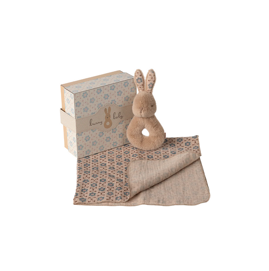 Rabbit Rattle Set - Cream Peach