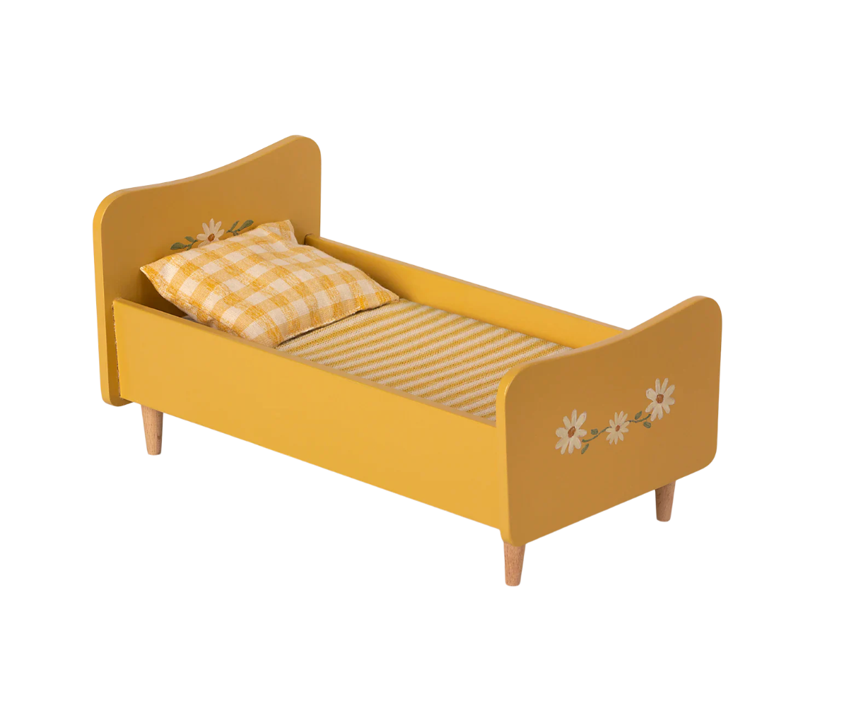 Wooden Bed, Miniature - Yellow