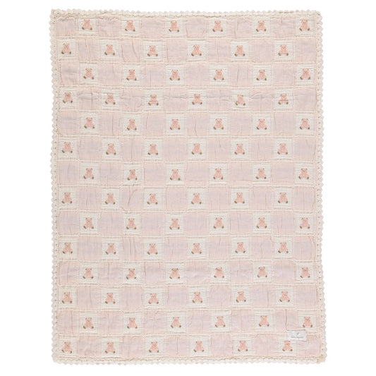 Teddy Bear Blanket Mauve Patchwork