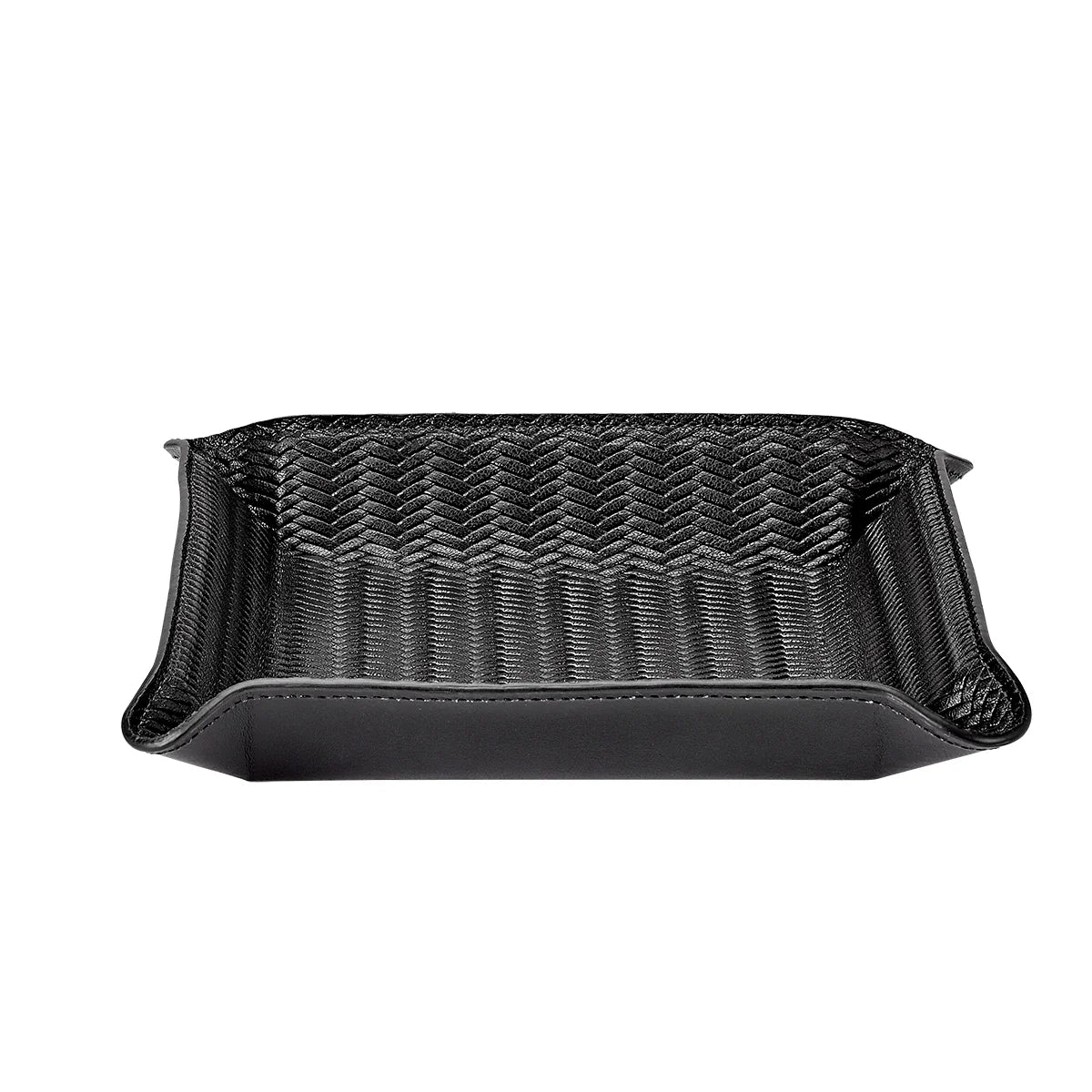 Medium Leather Catchall - Black Weave